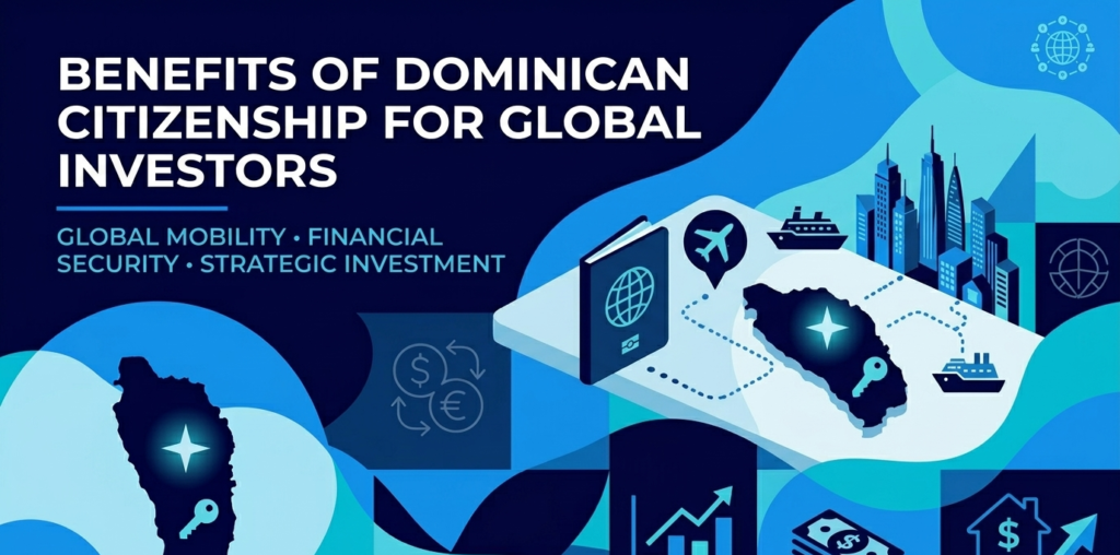 Banner image illustrating the benefits of Dominican Citizenship by Investment for global investors, including travel, tax, and investment advantages